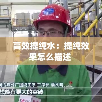 高效提纯水：提纯效果怎么描述 