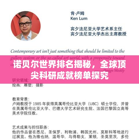 诺贝尔世界排名揭秘，全球顶尖科研成就榜单探究